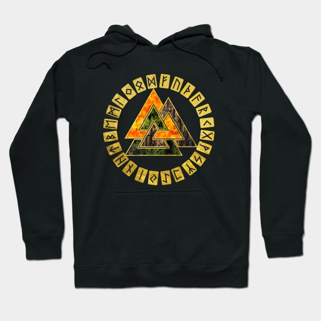 Valknut Symbol and runes Hoodie by Nartissima